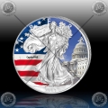 1oz ZDA $1 "Silver Eagle 2014 - Capitol Hill" BARVNI